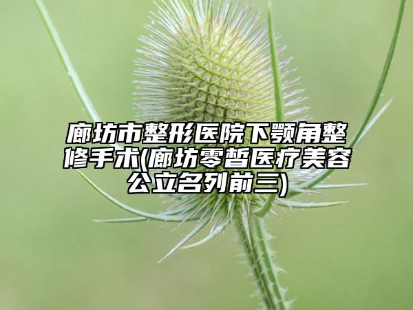 廊坊市整形医院下颚角整修手术(廊坊零皙医疗美容公立名列前三)