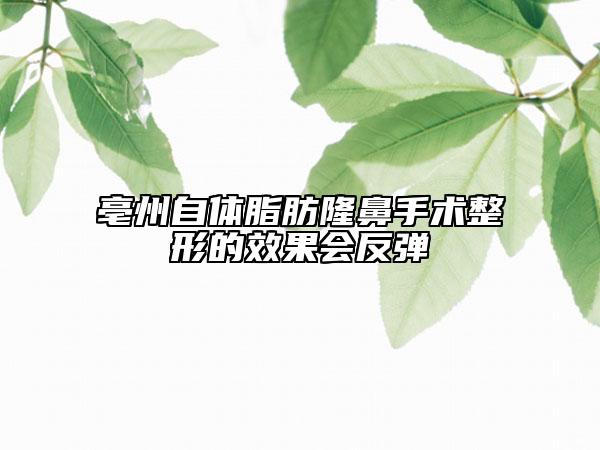 亳州自体脂肪隆鼻手术整形的效果会反弹