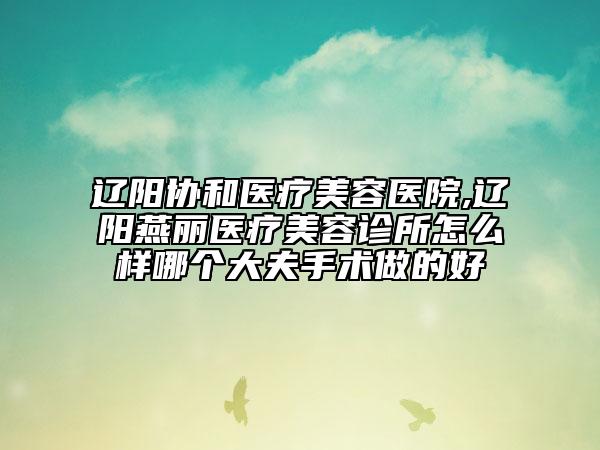 辽阳协和医疗美容医院,辽阳燕丽医疗美容诊所怎么样哪个大夫手术做的好