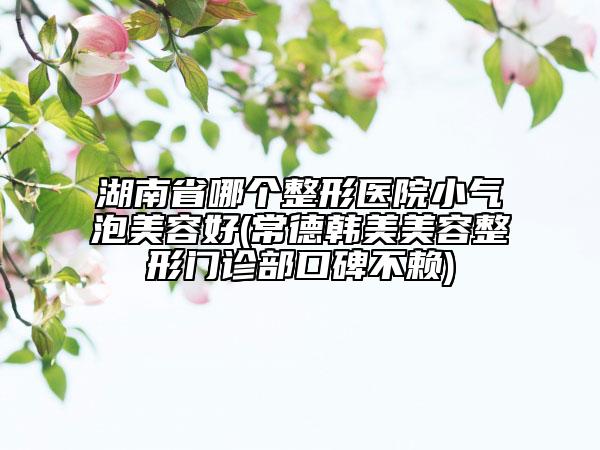 湖南省哪个整形医院小气泡美容好(常德韩美美容整形门诊部口碑不赖)