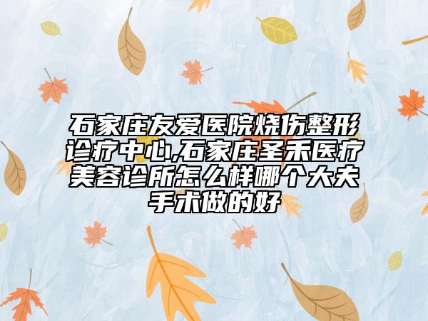 石家庄友爱医院烧伤整形诊疗中心,石家庄圣禾医疗美容诊所怎么样哪个大夫手术做的好