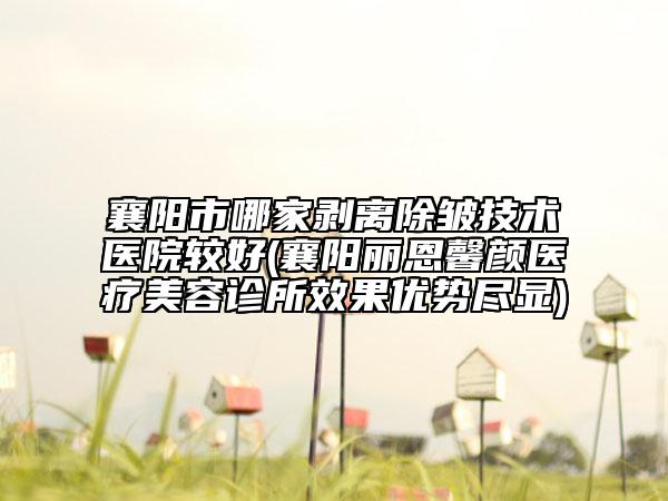 襄阳市哪家剥离除皱技术医院较好(襄阳丽恩馨颜医疗美容诊所效果优势尽显)