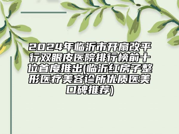 2024年临沂市开扇改平行双眼皮医院排行榜前十位首度推出(临沂红房子整形医疗美容诊所优质医美口碑推荐)