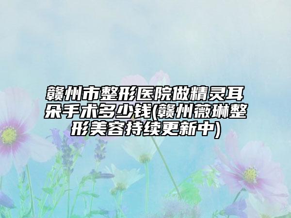 赣州市整形医院做精灵耳朵手术多少钱(赣州薇琳整形美容持续更新中)