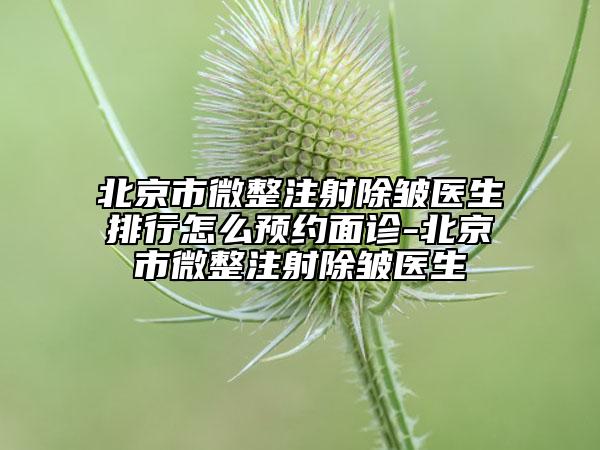 北京市微整注射除皱医生排行怎么预约面诊-北京市微整注射除皱医生