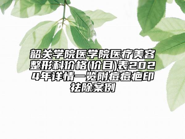 韶关学院医学院医疗美容整形科价格(价目)表2024年详情一览附痘痘疤印祛除案例