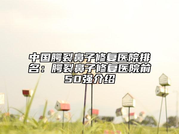 中国腭裂鼻子修复医院排名：腭裂鼻子修复医院前50强介绍