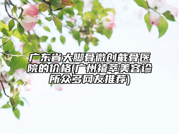 广东省大脚骨微创截骨医院的价格(广州禧萃美容诊所众多网友推荐)