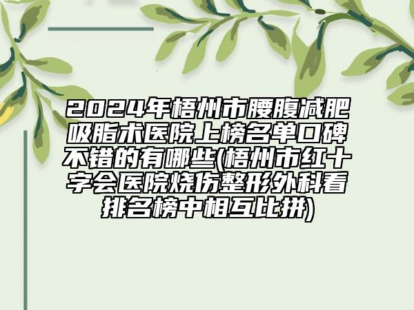 2024年梧州市腰腹减肥吸脂术医院上榜名单口碑不错的有哪些(梧州市红十字会医院烧伤整形外科看排名榜中相互比拼)