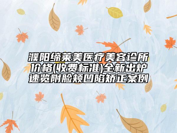 濮阳缔莱美医疗美容诊所价格(收费标准)全新出炉速览附脸颊凹陷矫正案例