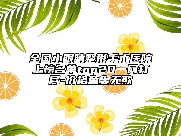 全国小眼睛整形手术医院上榜名单top20一网打尽-价格童叟无欺