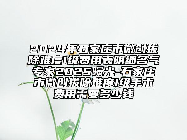 2024年石家庄市微创拔除难度I级费用表明细名气专家2025曝光-石家庄市微创拔除难度I级手术费用需要多少钱