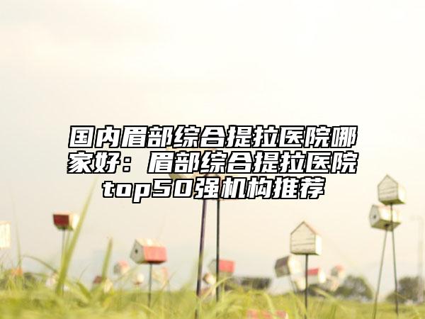 国内眉部综合提拉医院哪家好：眉部综合提拉医院top50强机构推荐