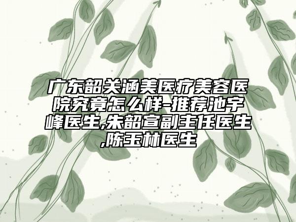 广东韶关涵美医疗美容医院究竟怎么样-推荐池宇峰医生,朱韶宣副主任医生,陈玉林医生