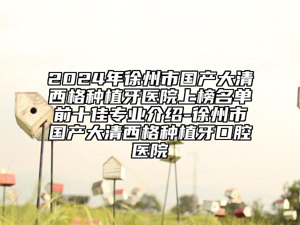 2024年徐州市国产大清西格种植牙医院上榜名单前十佳专业介绍-徐州市国产大清西格种植牙口腔医院