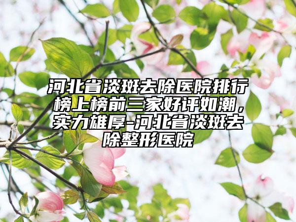 河北省淡斑去除医院排行榜上榜前三家好评如潮，实力雄厚-河北省淡斑去除整形医院