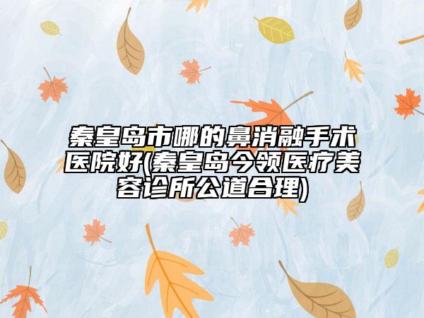 秦皇岛市哪的鼻消融手术医院好(秦皇岛今领医疗美容诊所公道合理)