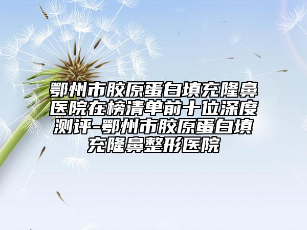 鄂州市胶原蛋白填充隆鼻医院在榜清单前十位深度测评-鄂州市胶原蛋白填充隆鼻整形医院