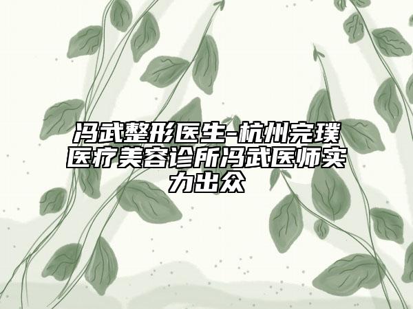 冯武整形医生-杭州完璞医疗美容诊所冯武医师实力出众