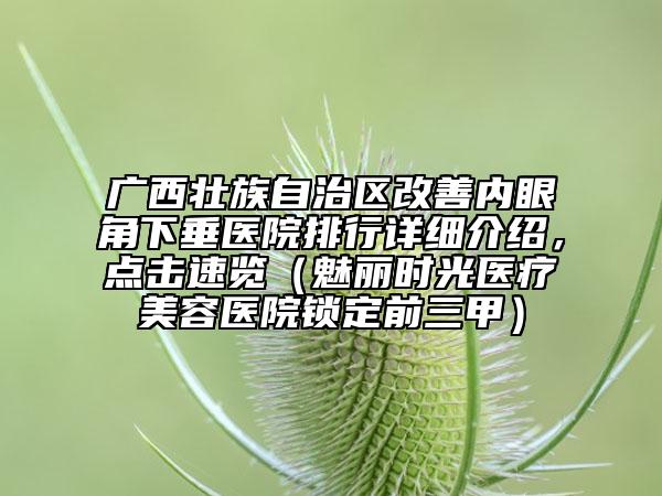 广西壮族自治区改善内眼角下垂医院排行详细介绍，点击速览（魅丽时光医疗美容医院锁定前三甲）