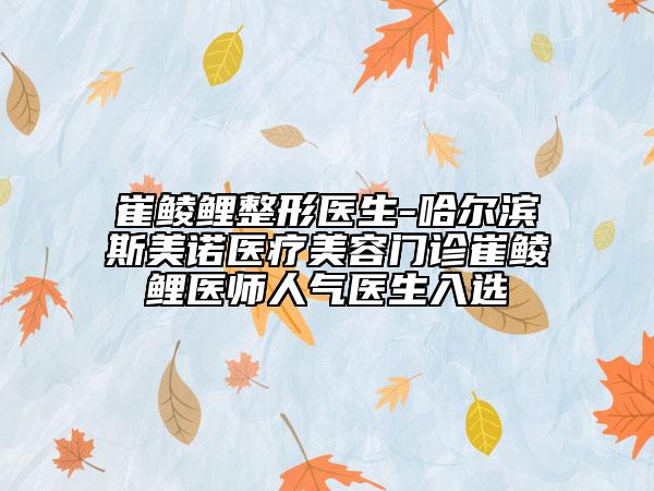 崔鲮鲤整形医生-哈尔滨斯美诺医疗美容门诊崔鲮鲤医师人气医生入选