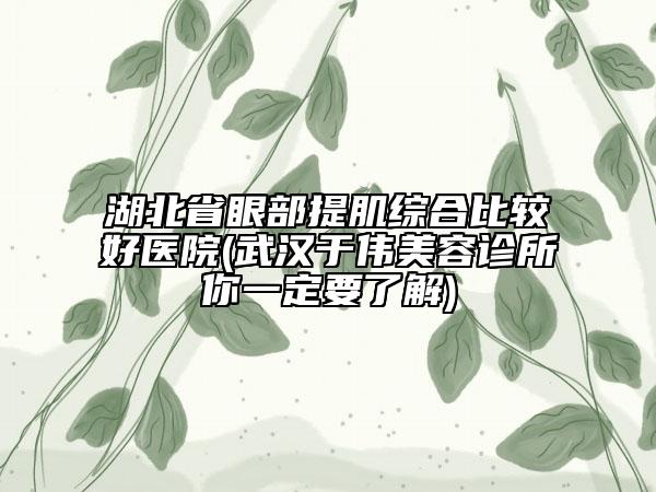 湖北省眼部提肌综合比较好医院(武汉于伟美容诊所你一定要了解)