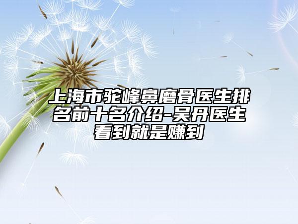 上海市驼峰鼻磨骨医生排名前十名介绍-吴丹医生看到就是赚到