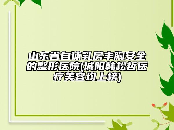 山东省自体乳房丰胸安全的整形医院(城阳韩松哲医疗美容均上榜)