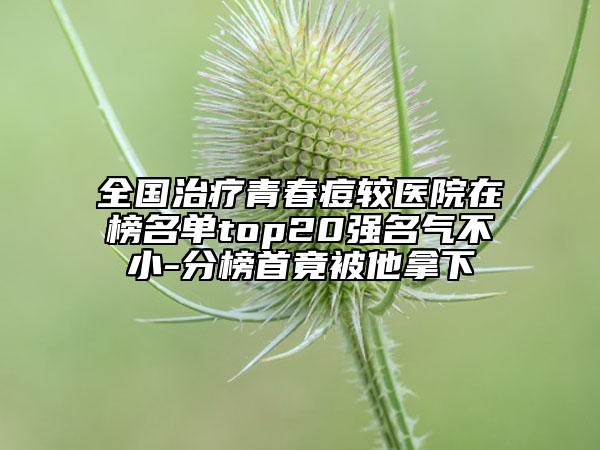 全国治疗青春痘较医院在榜名单top20强名气不小-分榜首竟被他拿下