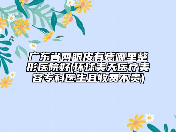 广东省两眼皮有痣哪里整形医院好(环球美天医疗美容专科医生且收费不贵)