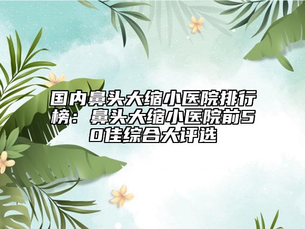 国内鼻头大缩小医院排行榜：鼻头大缩小医院前50佳综合大评选