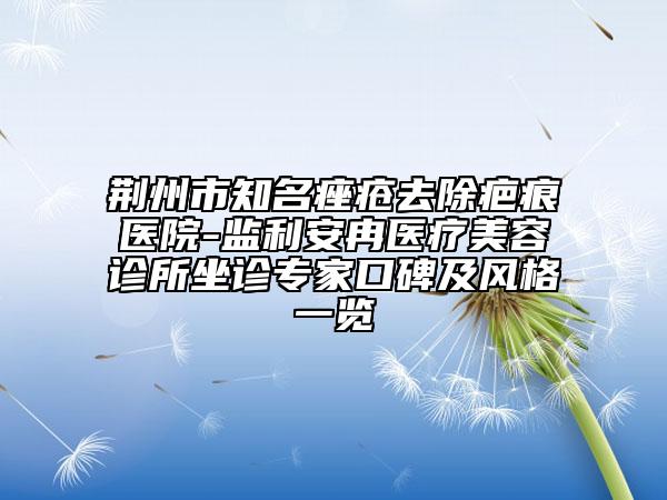 荆州市知名痤疮去除疤痕医院-监利安冉医疗美容诊所坐诊专家口碑及风格一览