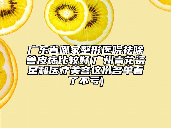 广东省哪家整形医院祛除兽皮痣比较好(广州青花瓷星和医疗美容这份名单看了不亏)