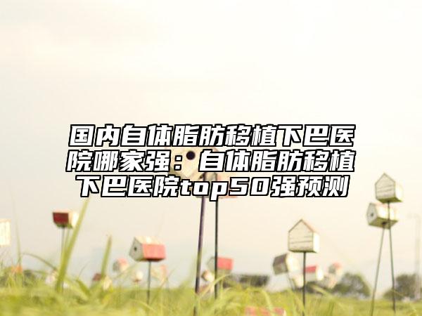 国内自体脂肪移植下巴医院哪家强：自体脂肪移植下巴医院top50强预测