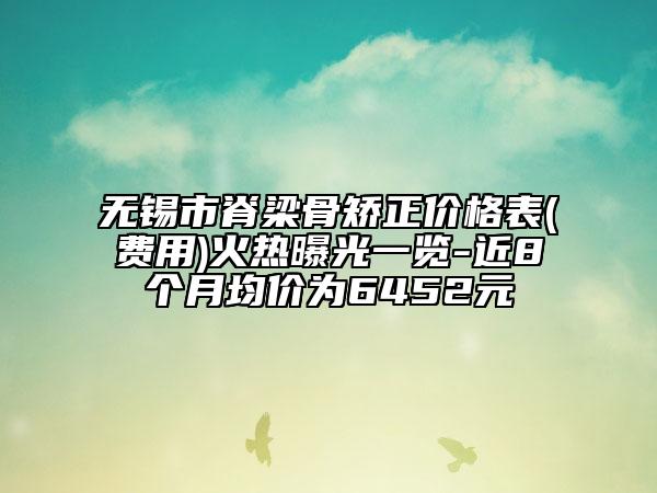 无锡市脊梁骨矫正价格表(费用)火热曝光一览-近8个月均价为6452元